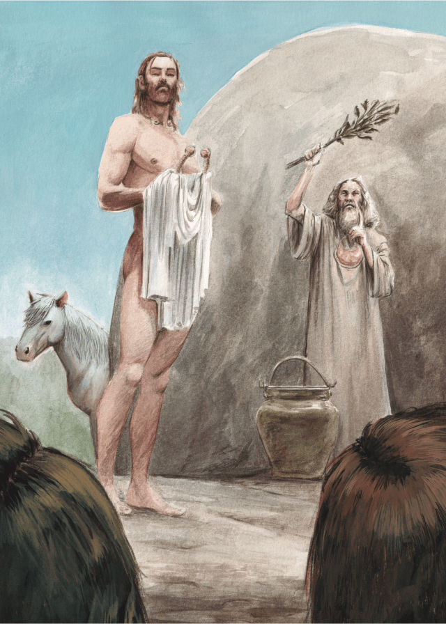 Entronización Real na Pena Molexa, O Val. Narón. Por Carlos Alfonzo (ex A. Pena) para o libro O Val A Súa Historia [A. Pena. M. Harris (2016)], da Cooperativa de O Val, Fundación Terra de Trasancos e o Concello de Narón